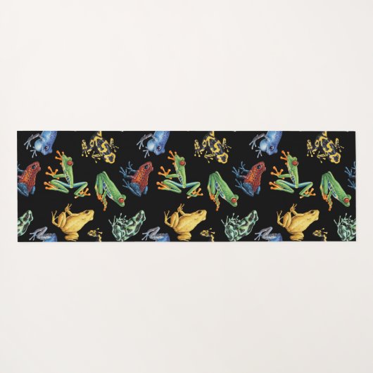 Kikkers op zwart yogamat (Achterkant (horizontaal))