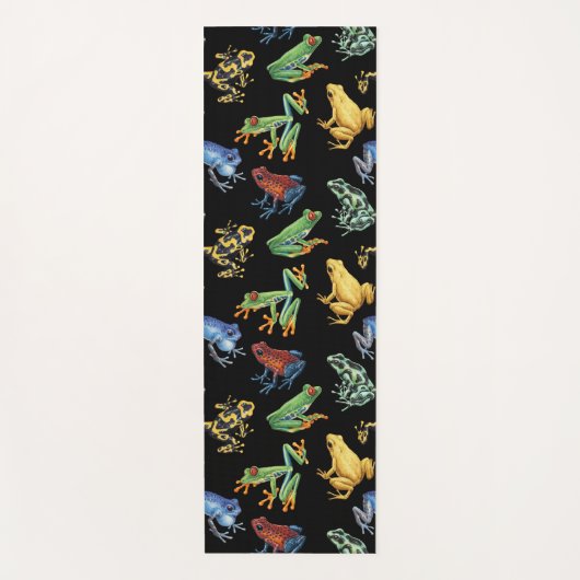 Kikkers op zwart yogamat (Voorkant)