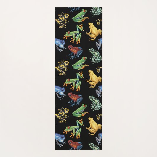 Kikkers op zwart yogamat (Achterkant)