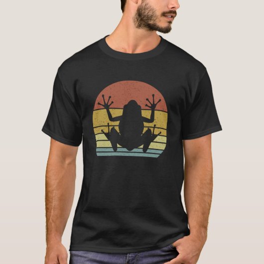 Kikkers Retro  Zonsondergang Amfibie Kikker Pullov T-shirt (Voorkant)