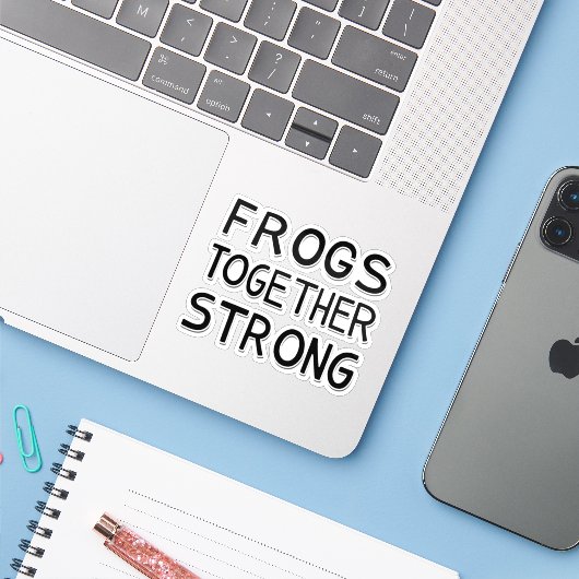 Kikkers Samen Sterk Portland Kikker Protest Sticker (Laptop met iPhone)