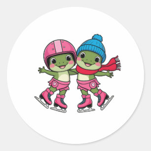 kikkers schaatsen ronde sticker