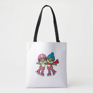kikkers schaatsen tote bag