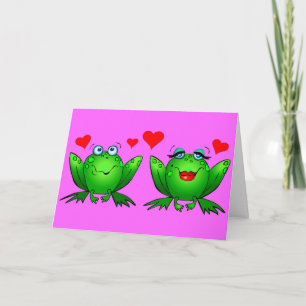 Kikkers Schattig Gelukkig Hops Valentijnsdag Harte Feestdagen Kaart