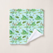 Kikkers Schildpadden Vissen Groen Bad Handdoek (Wasdoekje)
