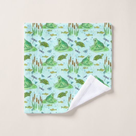 Kikkers Schildpadden Vissen Groen Bad Handdoek (Wasdoekje)