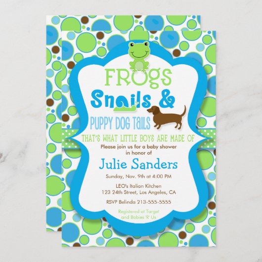 Kikkers, slakken en puppy hondenstaarten - Boy Bab Kaart (Voorkant / Achterkant)