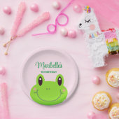 Kikkers van Birthday Party Cute Pink Papieren Bordje (Feest)