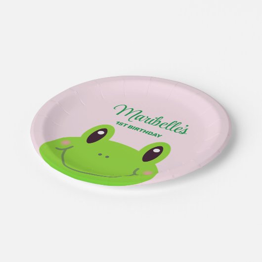Kikkers van Birthday Party Cute Pink Papieren Bordje (Gekanteld)