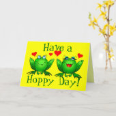 Kikkers van haverachtige Cartoons Kaart (Gele Bloem)