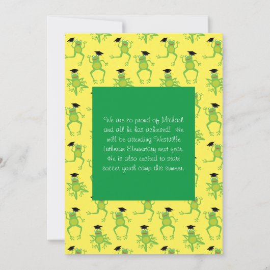 Kikkers Voorschoolse Afstudeerfeest Elementair Kaart (Achterkant)