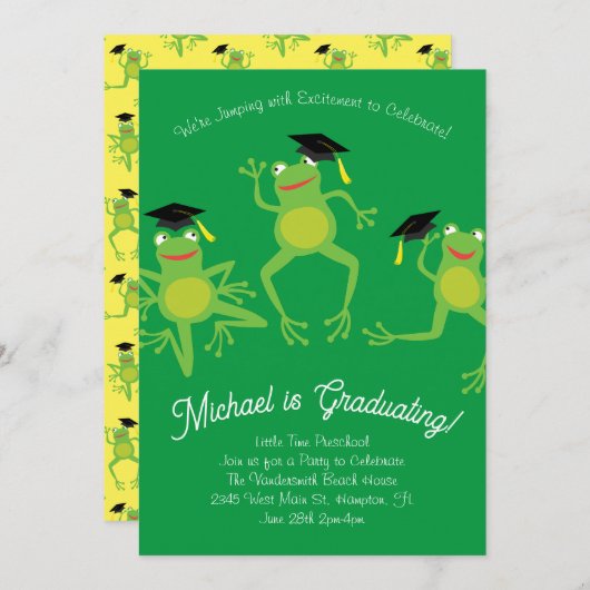 Kikkers Voorschoolse Afstudeerfeest Elementair Kaart (Voorkant / Achterkant)