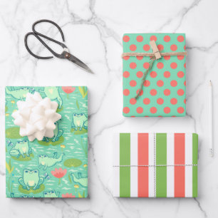 Kikkers Waterleliebladeren Inpakpapier Set van 3 Vel