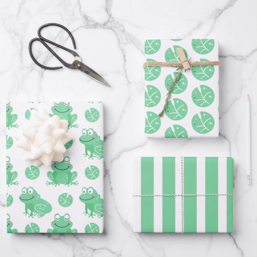 Kikkers Waterlelies Inpakpapier Set van 3 Vel (Voorkant)