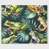 Kikkers Waterverf Kunst Cadeaupapier (Vlak)