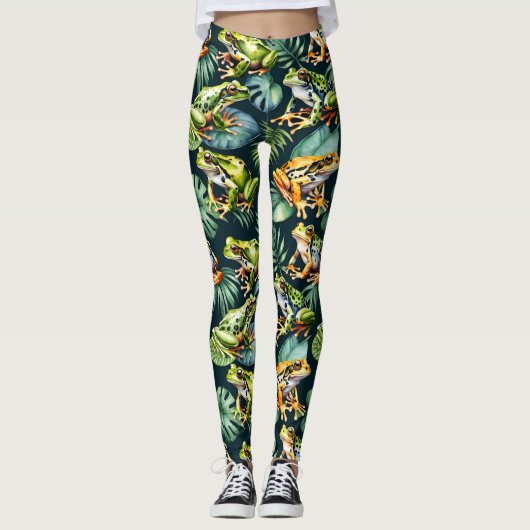 Kikkers Waterverf Kunst Leggings (Voorkant)
