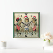 Kikkers Zingend Kerst Vierkante Klok (Huis)