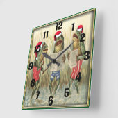 Kikkers Zingend Kerst Vierkante Klok (Hoek)