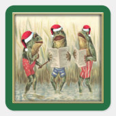 Kikkers Zingend Kerst Vierkante Sticker (Voorkant)