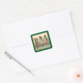 Kikkers Zingend Kerst Vierkante Sticker (Envelop)