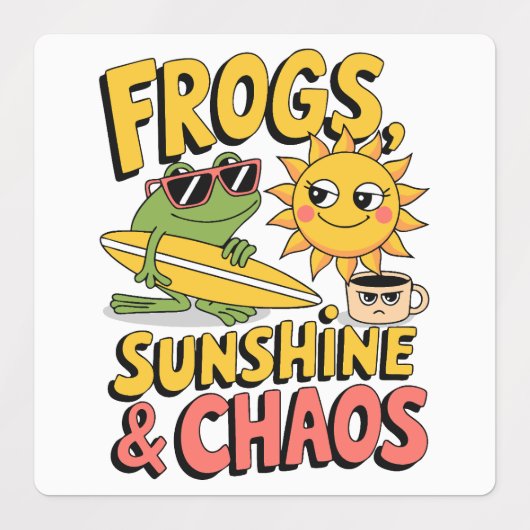 Kikkers, zonneschijn en chaos - Fun Summer Labels (Design 1)