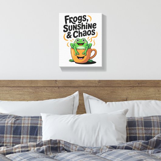 Kikkers, zonneschijn en chaos - Schattigee kikker Canvas Afdruk (Insitu (Slaapkamer))