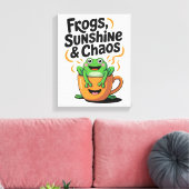 Kikkers, zonneschijn en chaos - Schattigee kikker Canvas Afdruk (Insitu (Woonkamer))