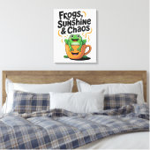 Kikkers, zonneschijn en chaos - Schattigee kikker  Canvas Afdruk (Insitu (Slaapkamer))