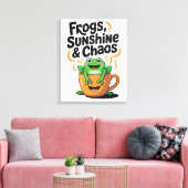 Kikkers, zonneschijn en chaos - Schattigee kikker  Canvas Afdruk (Insitu (Woonkamer))