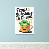 Kikkers, zonneschijn en chaos - Schattigee kikker Canvas Afdruk (Insitu (Houten vloer))