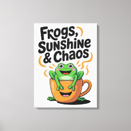 Kikkers, zonneschijn en chaos - Schattigee kikker Canvas Afdruk