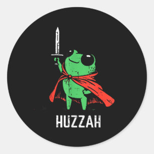 Kikkers Zwaard Cape Huzzah Grappig Meme Fantasie J Ronde Sticker