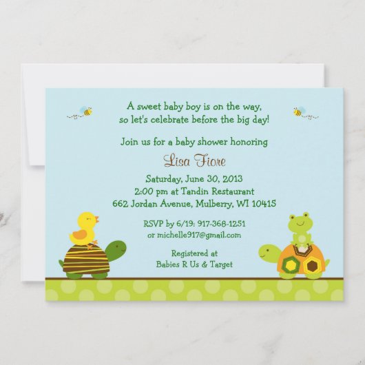 Kikkerschildpad Duck Baby Shower Invitaties Kaart (Voorkant)