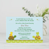 Kikkerschildpad Duck Baby Shower Invitaties Kaart (Staand voorkant)