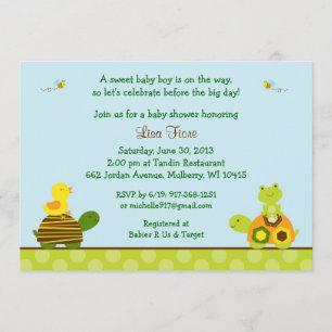 Kikkerschildpad Duck Baby Shower Invitaties Kaart