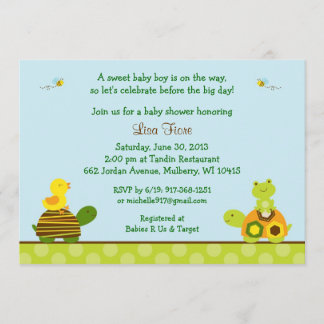 Kikkerschildpad Duck Baby Shower Invitaties Kaart