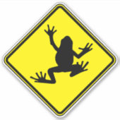 Kikkersilhouet Art Frog Afbeelding Waarschuwing Gr Sticker (Voorkant)