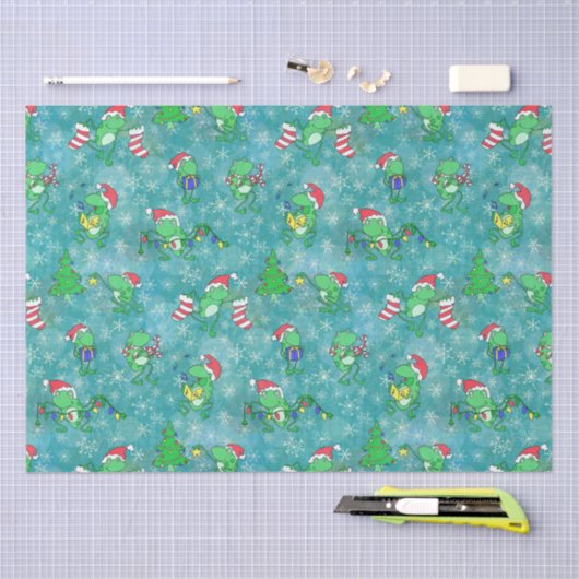 Kikkerst - Cute Aqua Frog Xmas Party Tissuepapier (Craft)