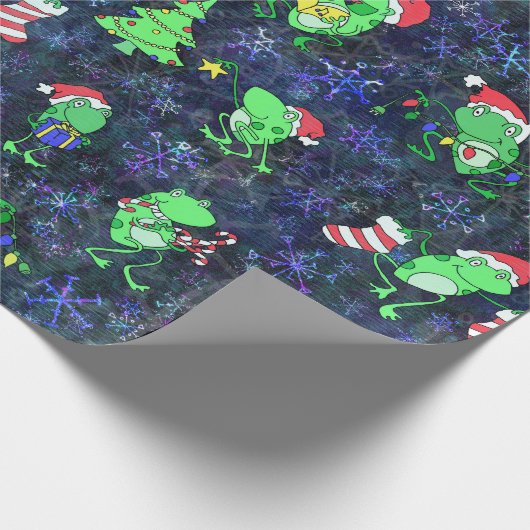 Kikkerst — Koeibare kerstfeest Paarse sneeuw Cadeaupapier (Hoek)