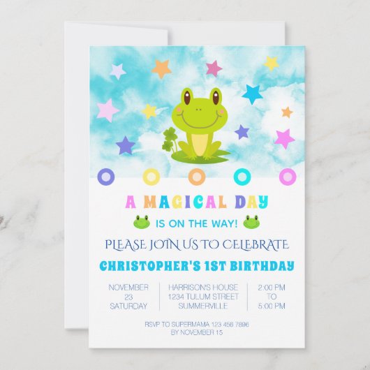 Kikkerster 1e verjaardag van de uitnodiging tot he (Voorkant)