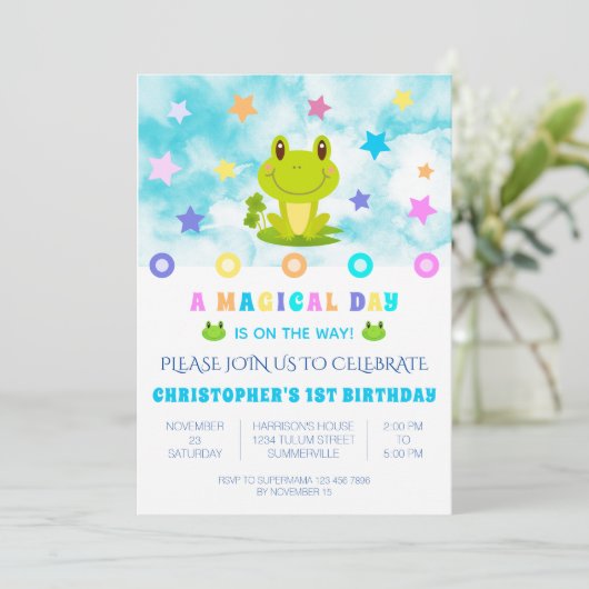 Kikkerster 1e verjaardag van de uitnodiging tot he (Staand voorkant)