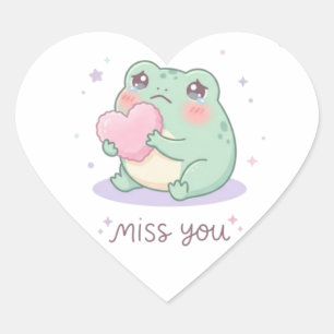 Kikkersticker 'Ik mis je' met hartje emot Hart Sticker