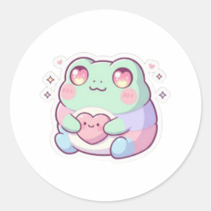Kikkersticker met hartogen Cute Minimaal Kikkerlie Ronde Sticker