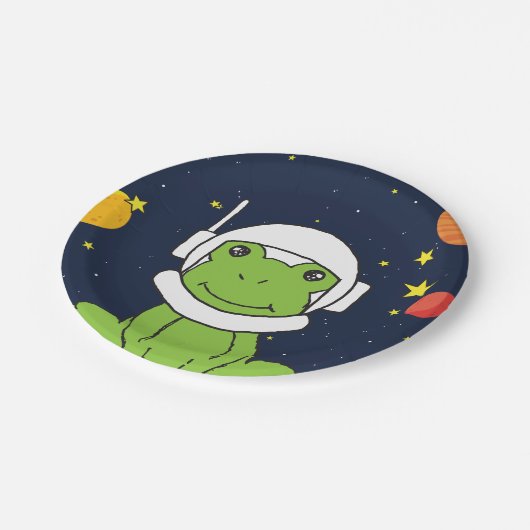 Kikkerstronaut Dier met ruimtehelmklier Papieren Bordje (Gekanteld)