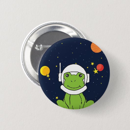 Kikkerstronaut Dier met ruimtehelmklier Ronde Button 5,7 Cm (Voorkant /achterkant)