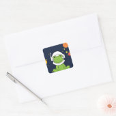 Kikkerstronaut Dier met ruimtehelmklier Vierkante Sticker (Envelop)