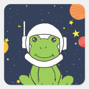 Kikkerstronaut Dier met ruimtehelmklier Vierkante Sticker