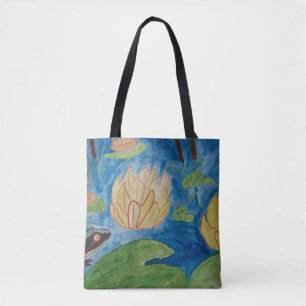 Kikkertas met waterlelies tote bag