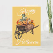 Kikkertastische pompoen kruiwagen Halloween Feestdagen Kaart (Voorkant)