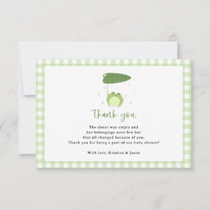 Kikkerthema Baby Shower Klein Bedankkaart